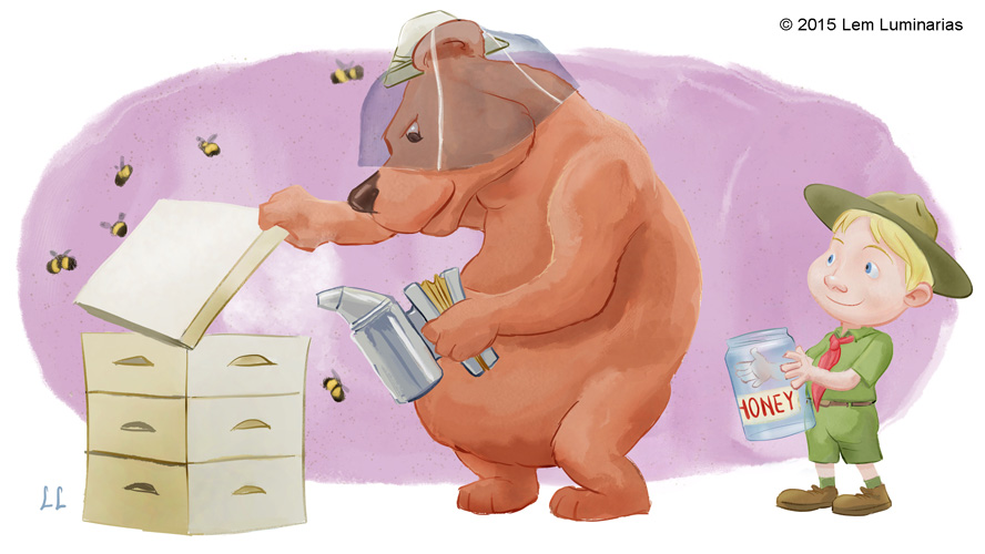 Scout with Beekeeping bear